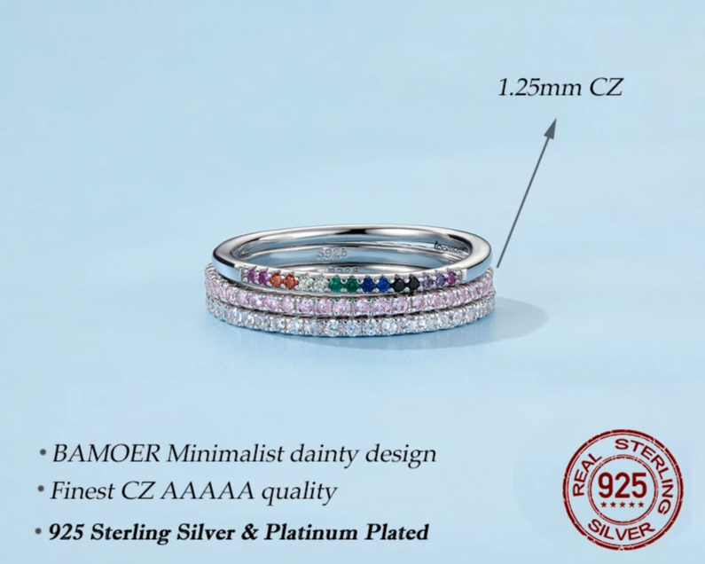 Platinum Plated Sterling Silver Synthetic Diamond Ring