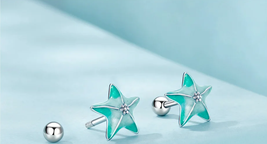 Blue Starfish Earrings