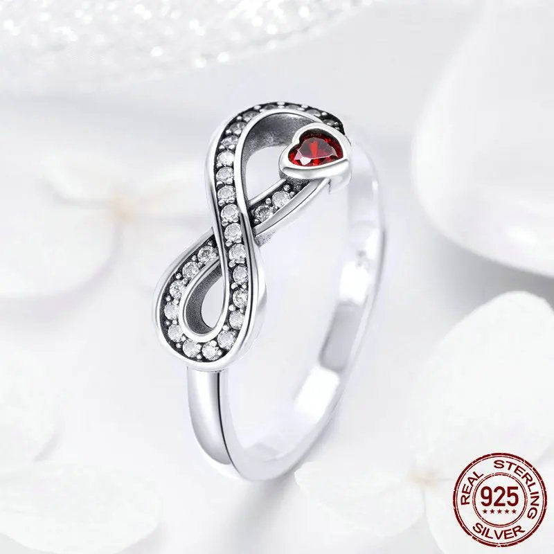 Infinity Love Forever Heart Clear CZ Finger Ring