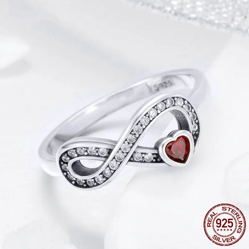 Infinity Love Forever Heart Clear CZ Finger Ring