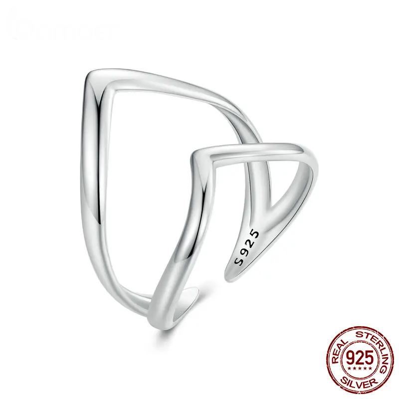 Sterling Silver V Shape Punk Ring