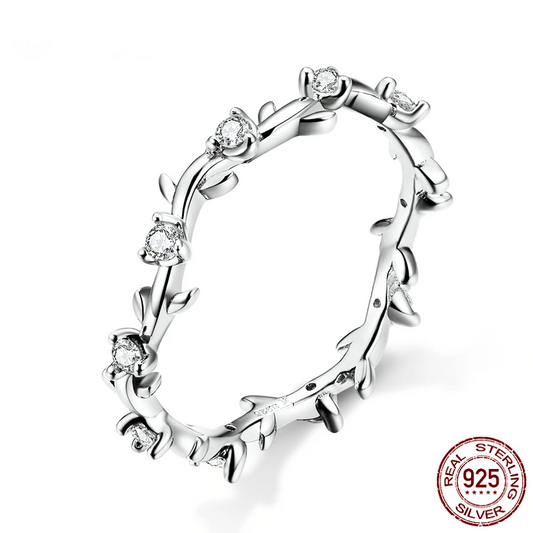 Vine Branch Rings with Cubic Zirconia