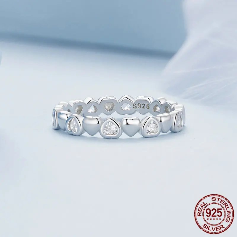 Heart Shape Zircon Finger Ring Platinum Plated