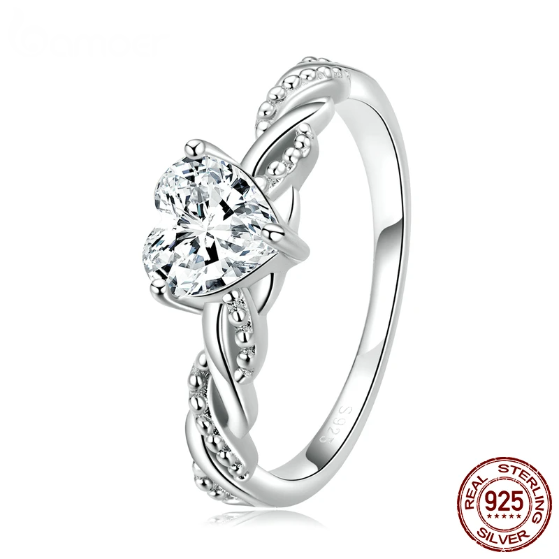 Romantic Love Ring for Women Fine Jewelry Shining Heart Stone