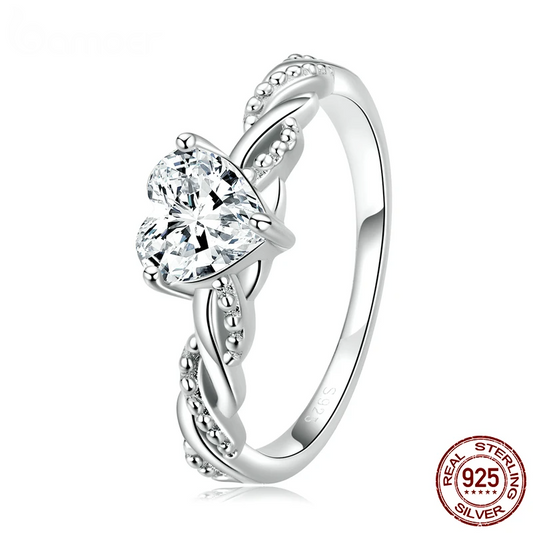 Romantic Love Ring for Women Fine Jewelry Shining Heart Stone