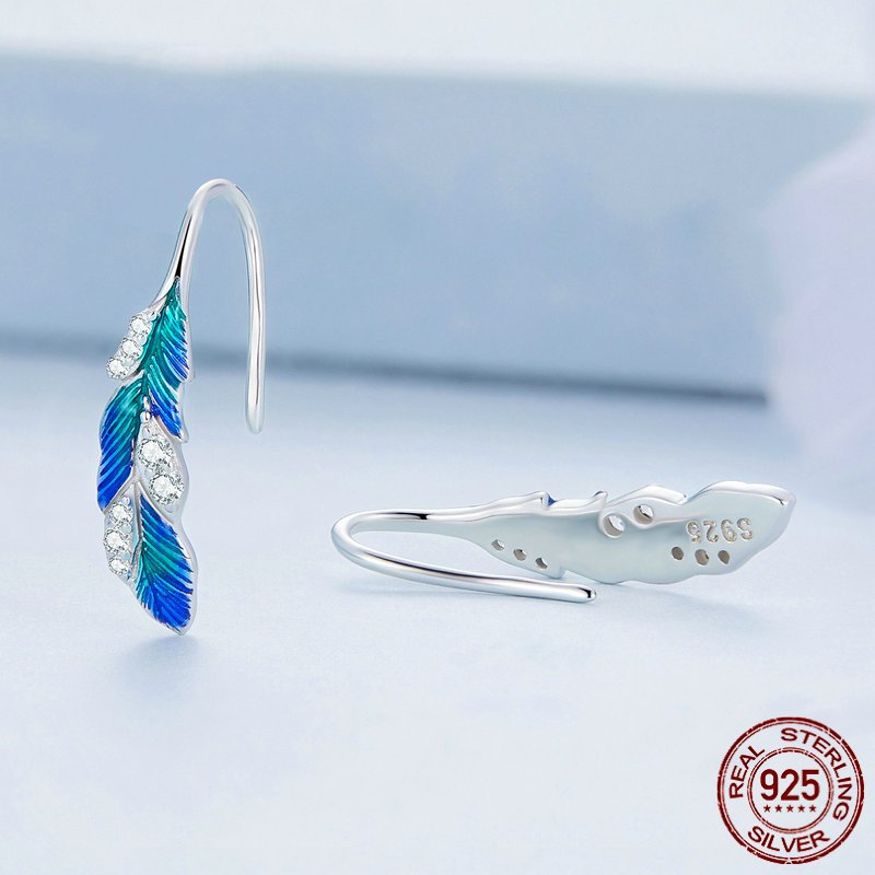 Peacock feather  Blue earrings