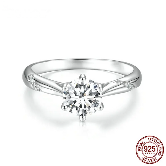 Moissanite Ring 1ct Round Moissanite Diamond Solitaire Engagement