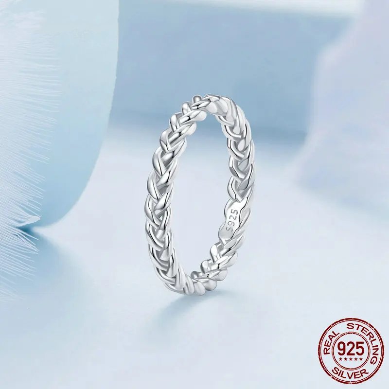 Braided Texture Twisted Eternity Band Plait Finger Rings