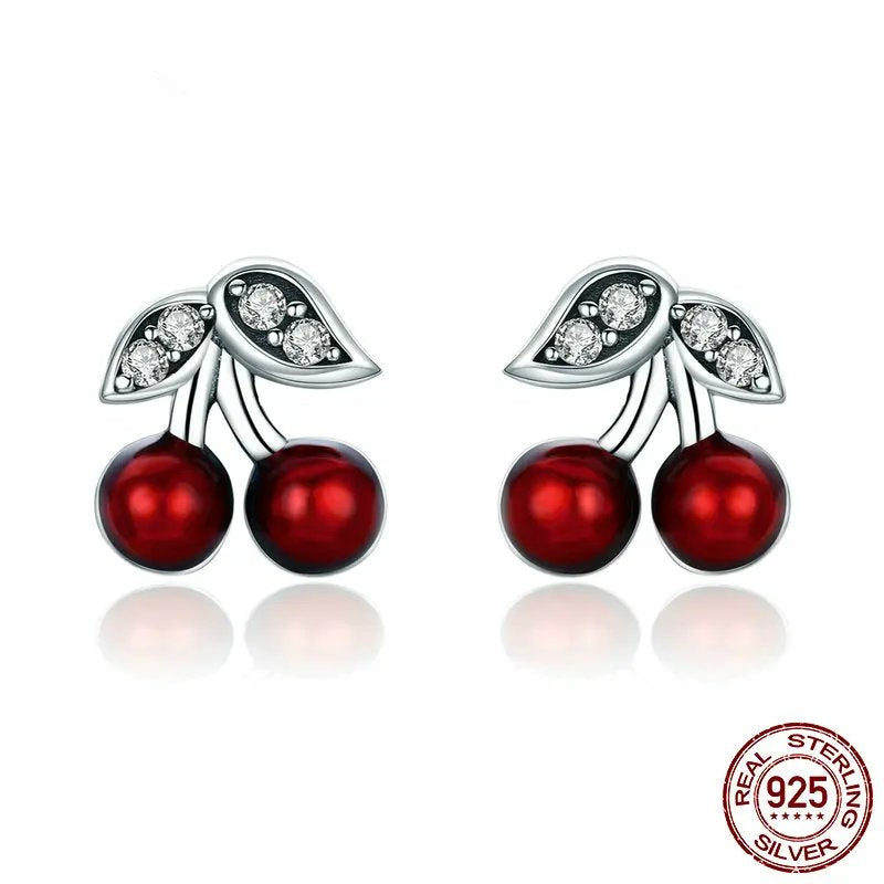 Beautiful red cherry earrings