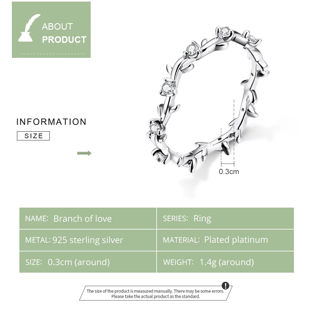 Vine Branch Rings with Cubic Zirconia