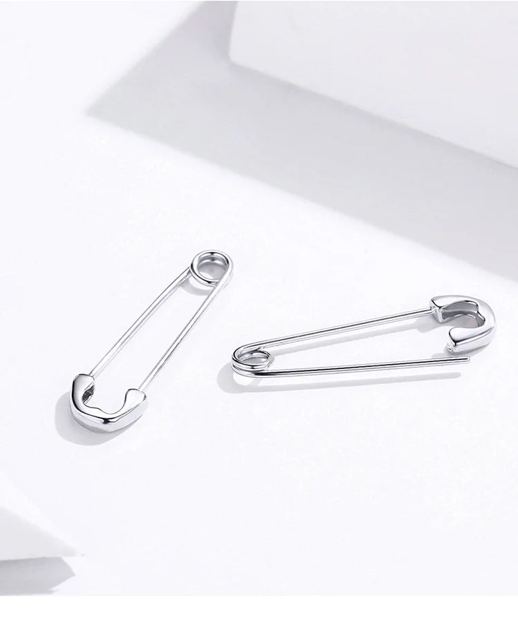 Genuine 925 Sterling Silver Paperclip Stud Earrings