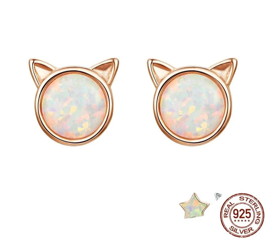 Cute silver cat earrings