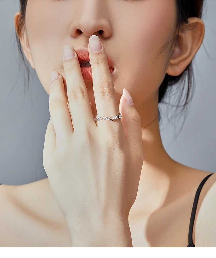 Vine Branch Rings with Cubic Zirconia