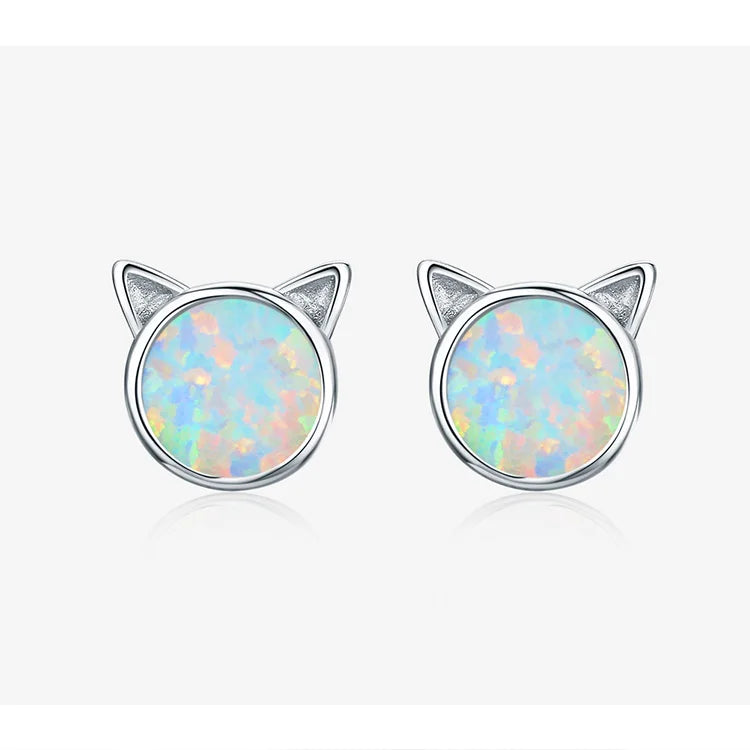 Cute silver cat earrings