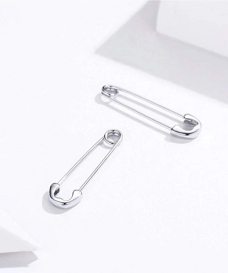 Genuine 925 Sterling Silver Paperclip Stud Earrings