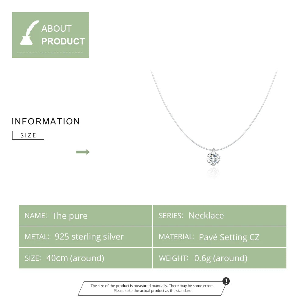 Aurora Silver Invisible Rhinestone Chain Necklaces