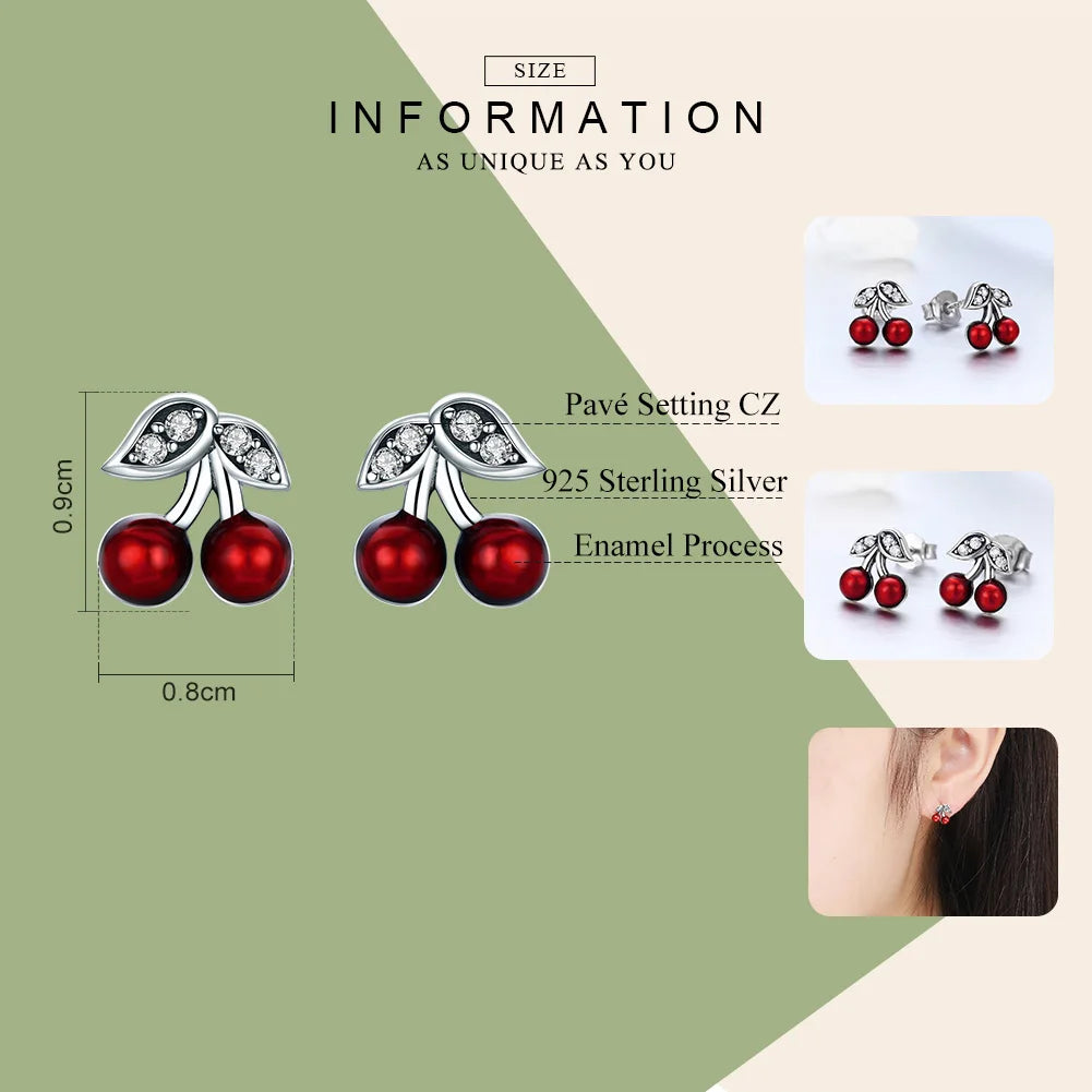 Beautiful red cherry earrings