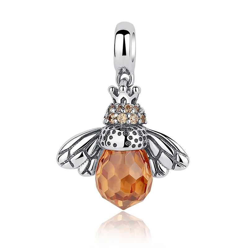 Beautiful Orange Bee Necklace in Sterling Silver