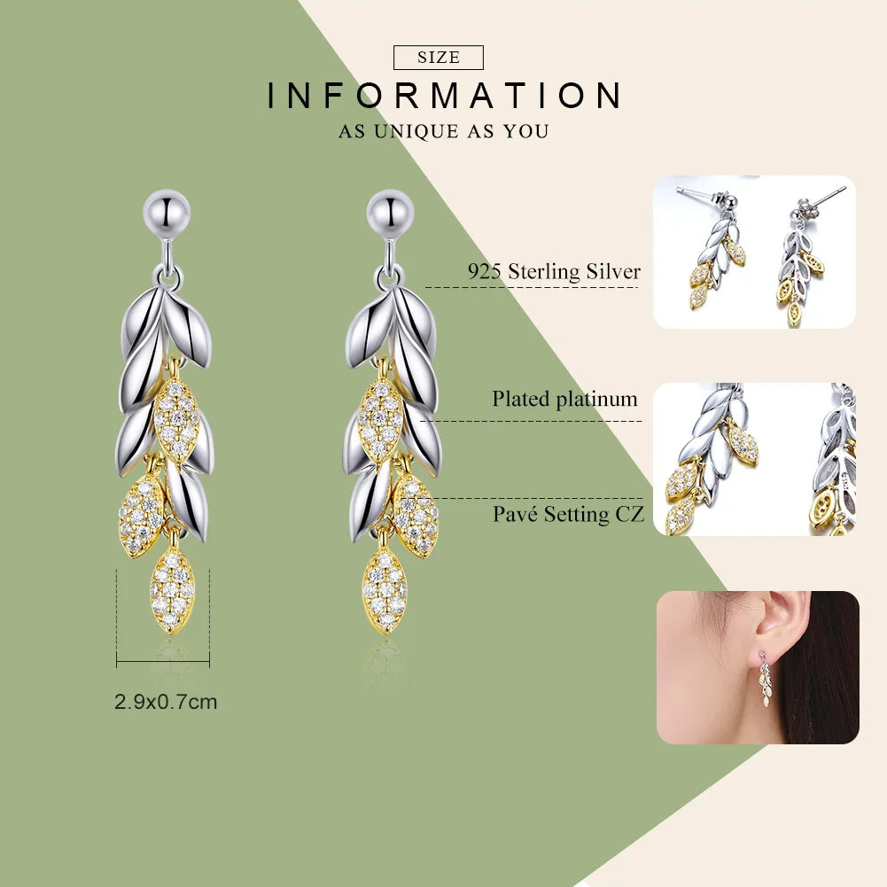 Wheat Leaf Earrings for Women Gold Color Wheat Leaf Earrings