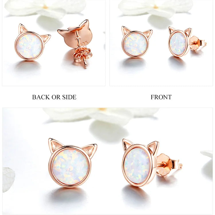 Cute silver cat earrings