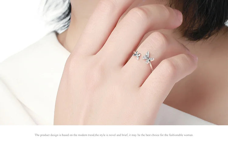 Dazzling CZ Butterfly Open Finger Ring