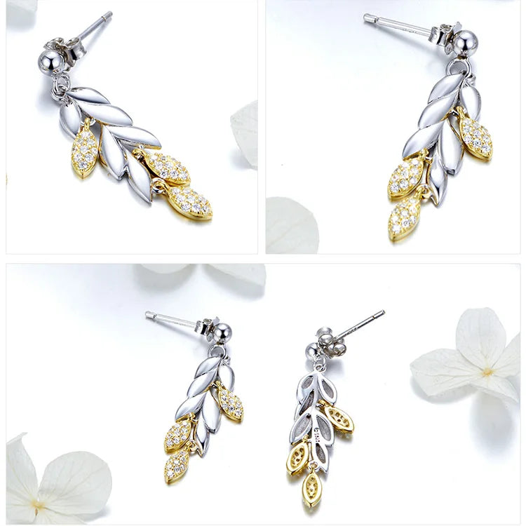 Wheat Leaf Earrings for Women Gold Color Wheat Leaf Earrings