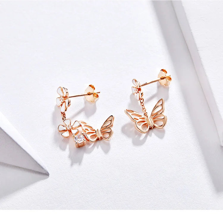 Gold butterfly earrings