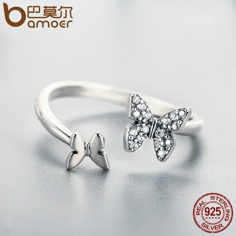 Dazzling CZ Butterfly Open Finger Ring