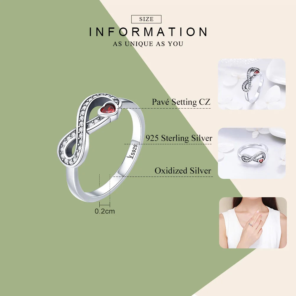 Infinity Love Forever Heart Clear CZ Finger Ring