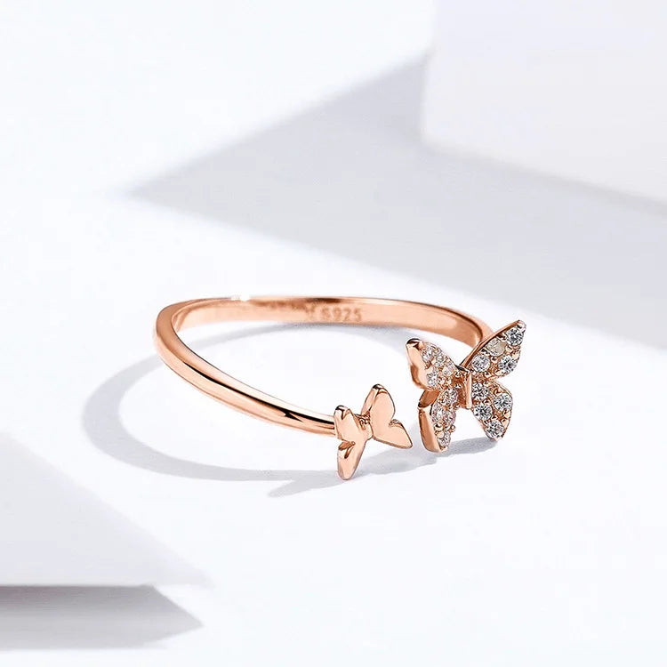 Dazzling CZ Butterfly Open Finger Ring