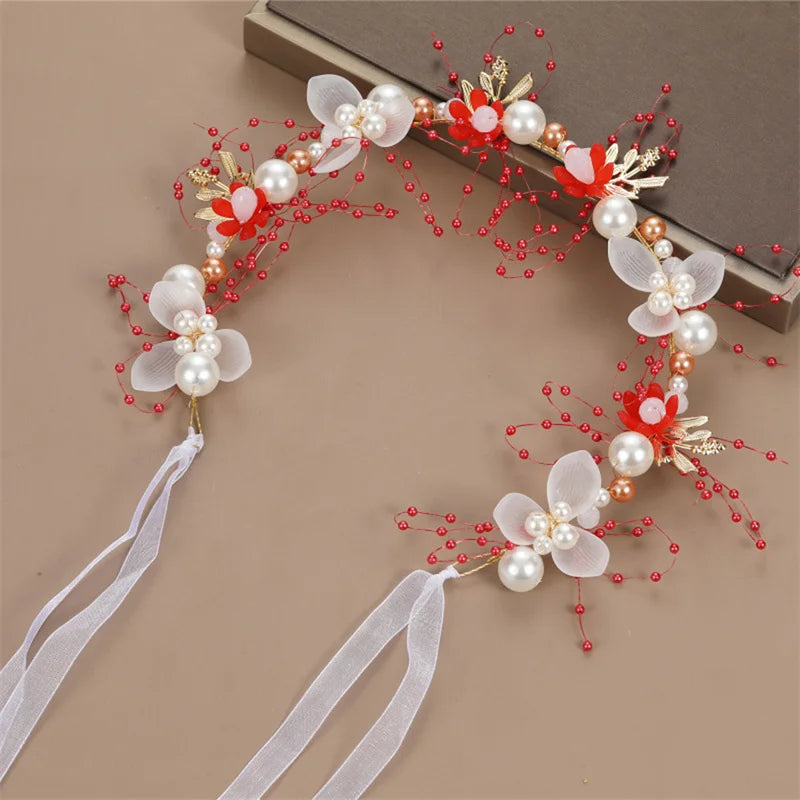 Pearl Headpiece Flower Wreath