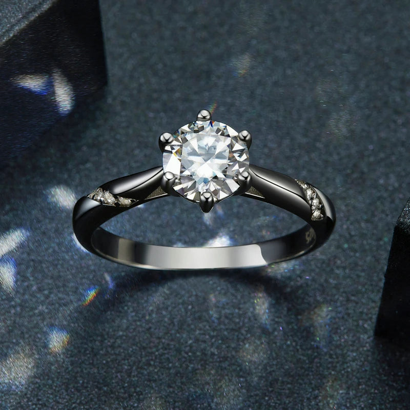 Moissanite Ring 1ct Round Moissanite Diamond Solitaire Engagement