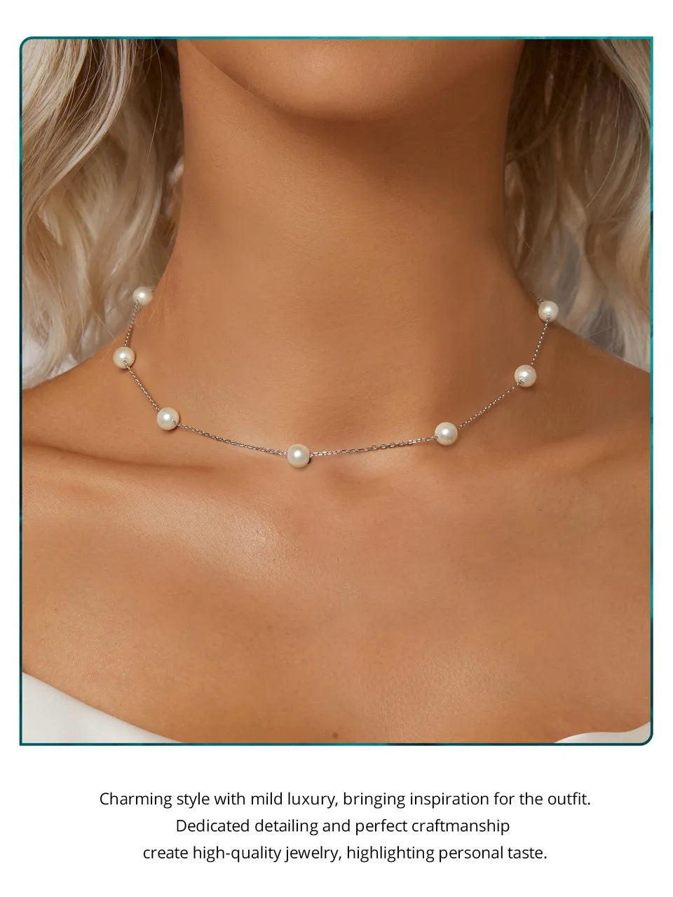 White Gold Plated Pearl Necklace