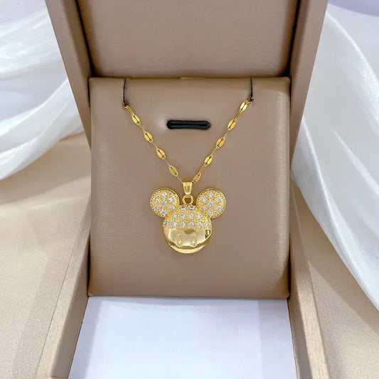 Disney Mickey Minnie Mouse Zircon Necklace