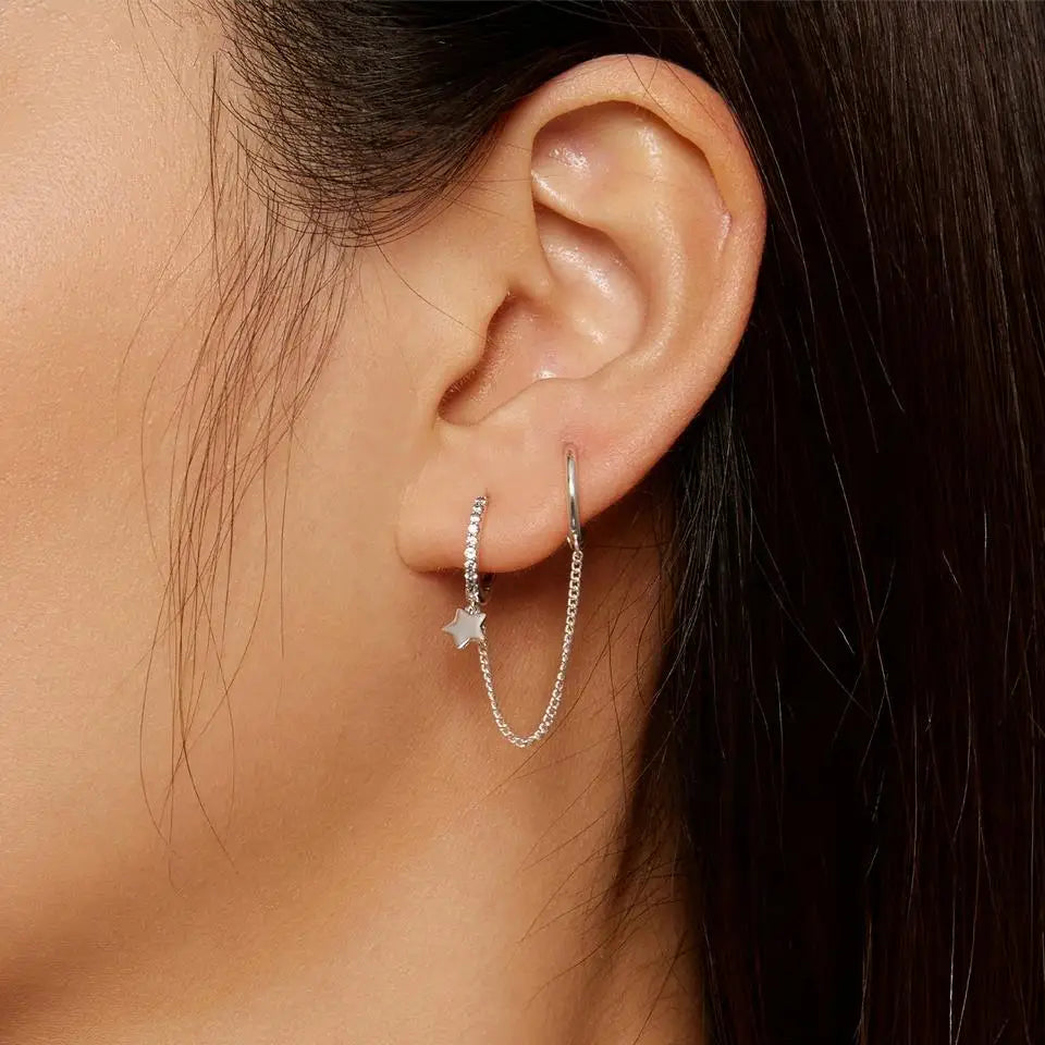 Double hoop earrings in silver