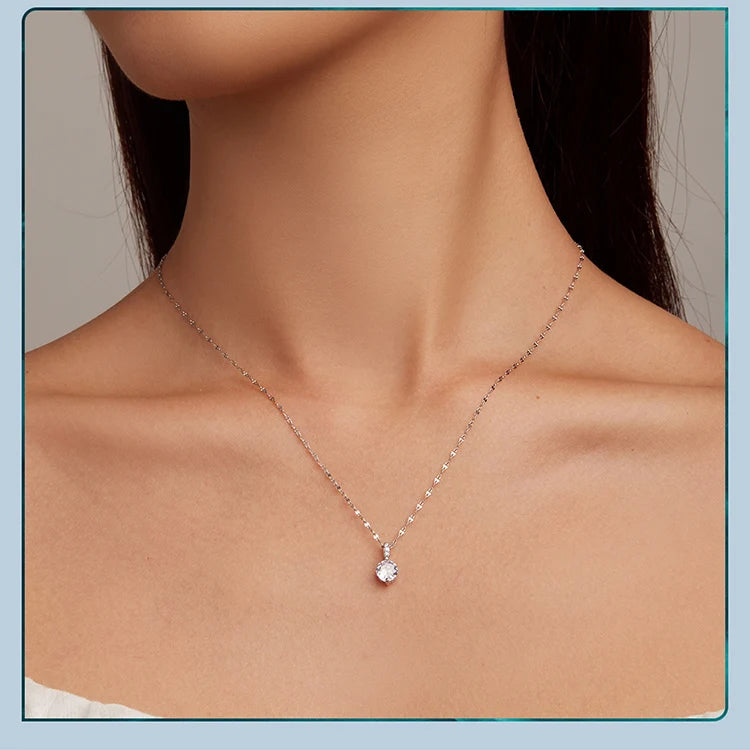 Silver Clear Zircon Pendant Necklace