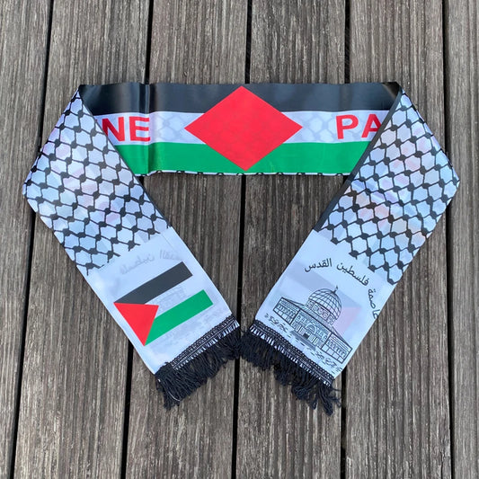 14x130cm Scarf Printing Satin Palestinian Flag national day Scarves palestine shawl