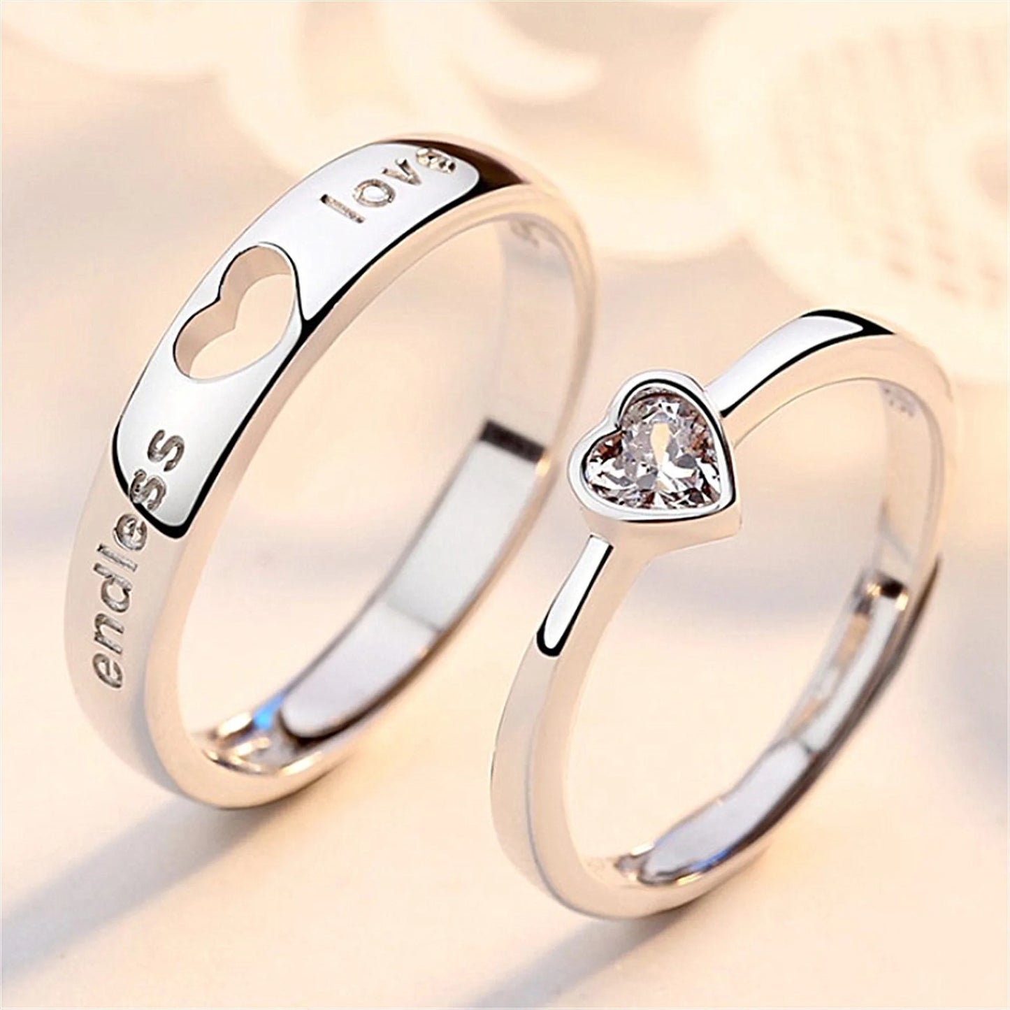 Infinity Love Eternal Zircon Heart Ring Set Charm Jewelry