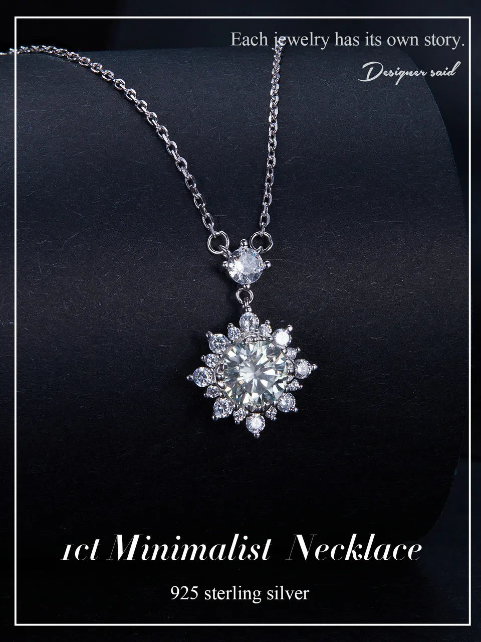 Moissanite Halo Necklace for Women