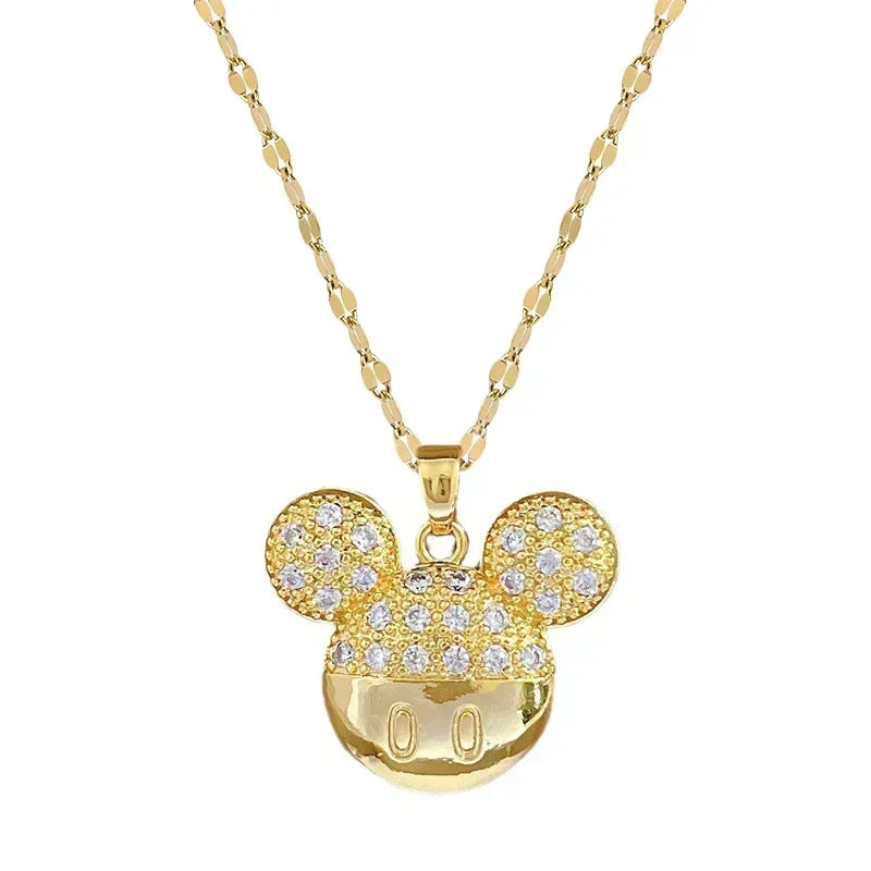 Disney Mickey Minnie Mouse Zircon Necklace