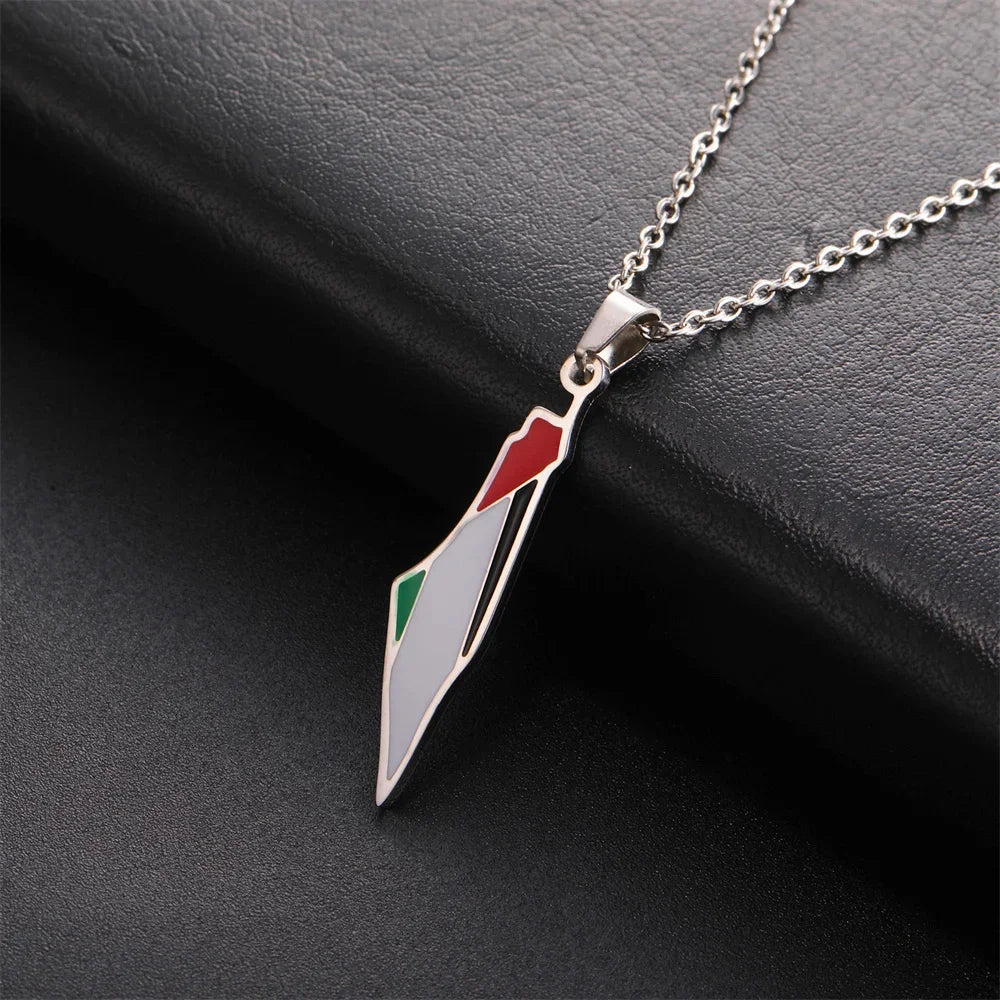 Palestine Map Necklace For Women Stainless Steel Arabic Letter Necklace