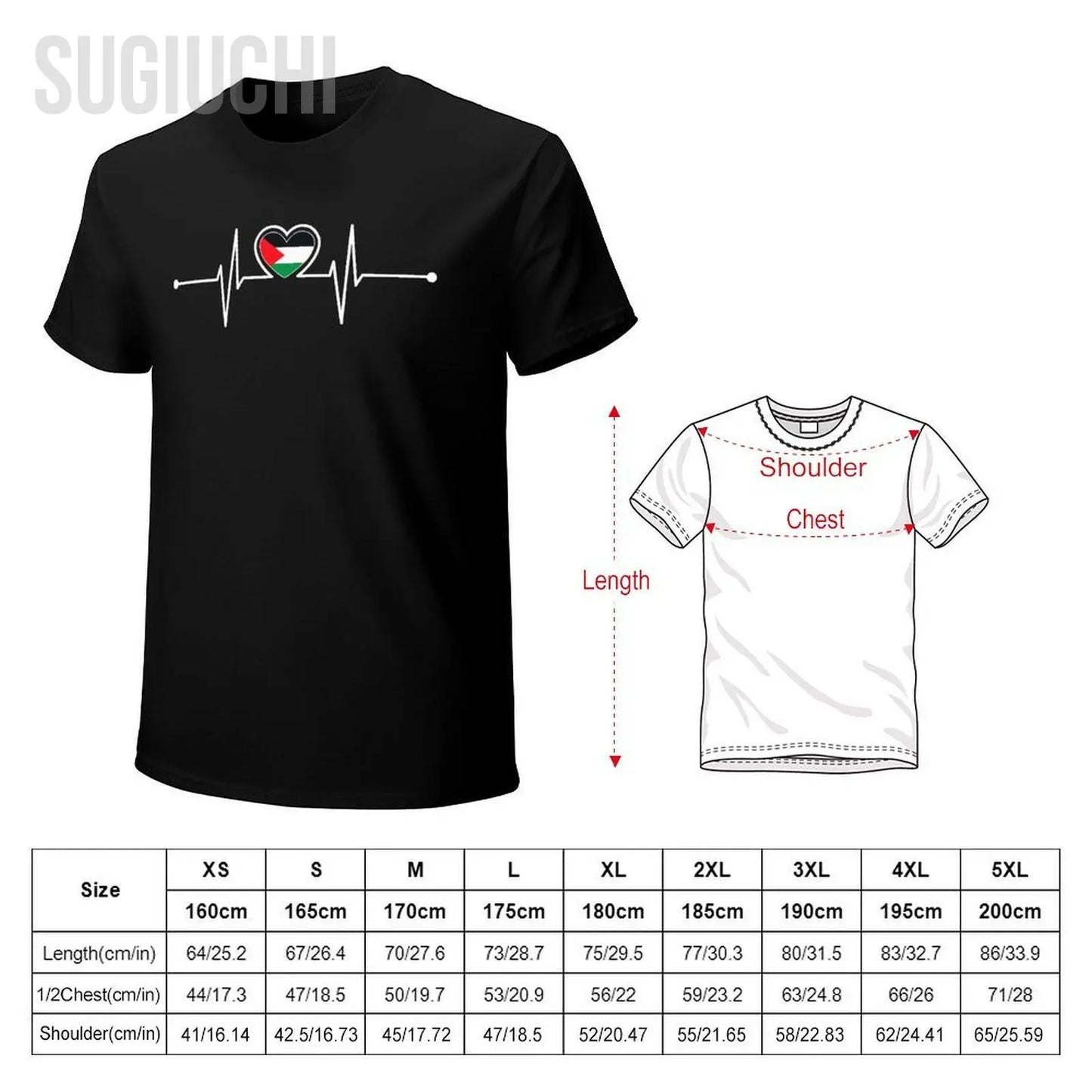 Unisex Men Palestine Heartbeat Palestine Palestinian Flag Tshirt Tees T Shirts Women Boys 100% Cotton T-Shirt