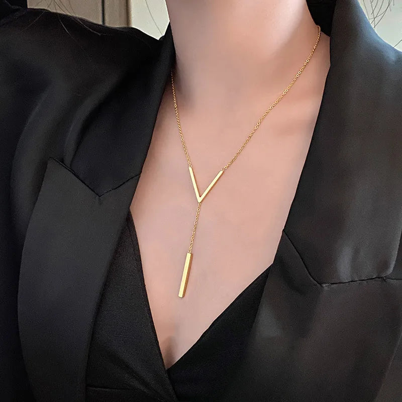 Fashion 2025 Sexy V Neck Long Necklace for Women