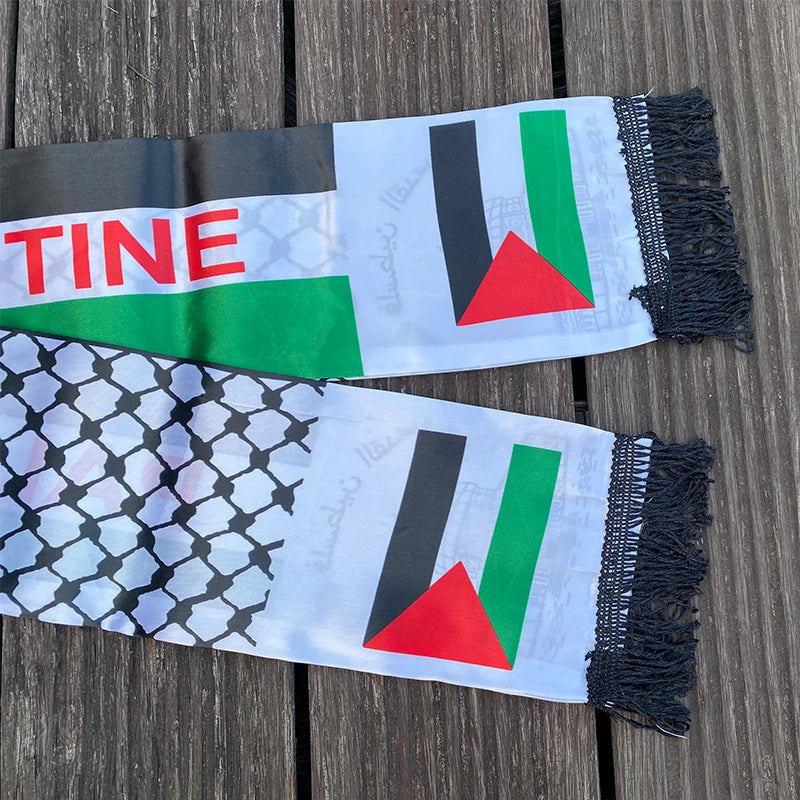 14x130cm Scarf Printing Satin Palestinian Flag national day Scarves palestine shawl