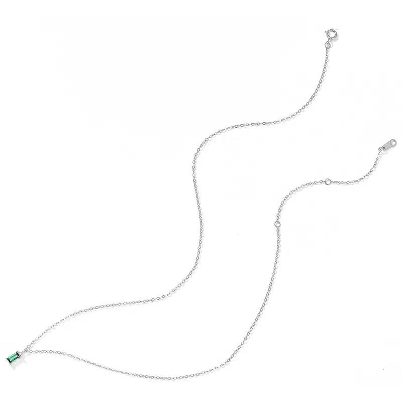 Silver Green Zircon Pendant Necklace for Women