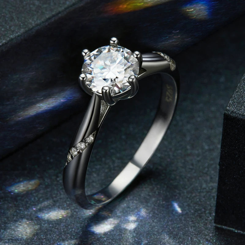 Moissanite Ring 1ct Round Moissanite Diamond Solitaire Engagement