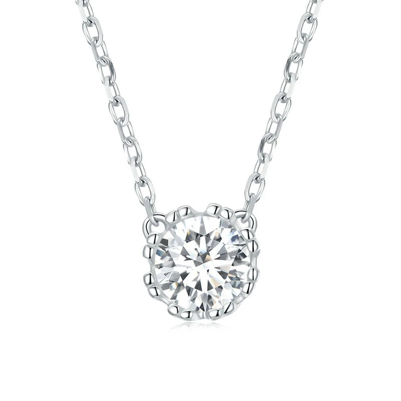 Gorgeous silver necklace studded with shiny zircon.