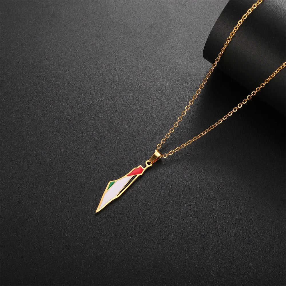 Palestine Map Necklace For Women Stainless Steel Arabic Letter Necklace