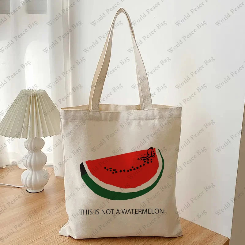 This Is Not A Watermelon pattern Tote Bag  Canvas Shoulder Bag For Travel Daily Commute Women's Reusable Shopping Bag Best