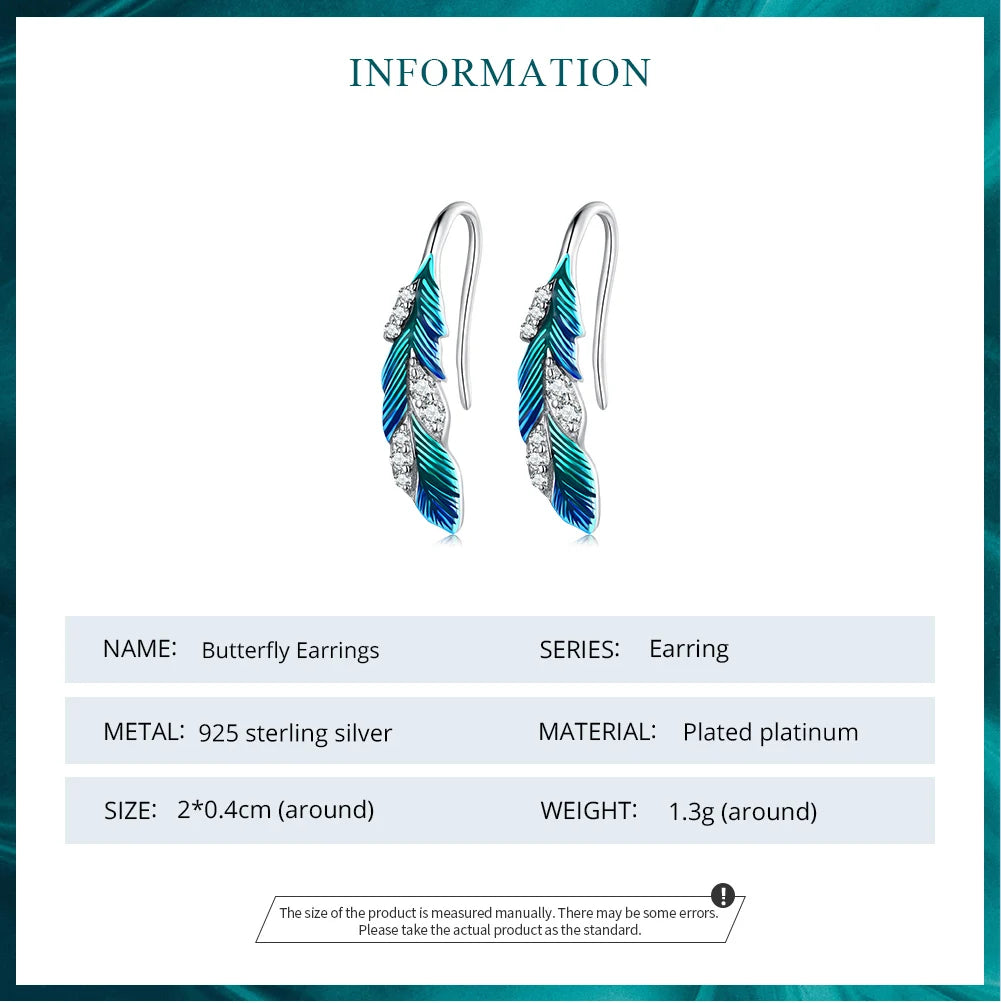 Peacock feather  Blue earrings